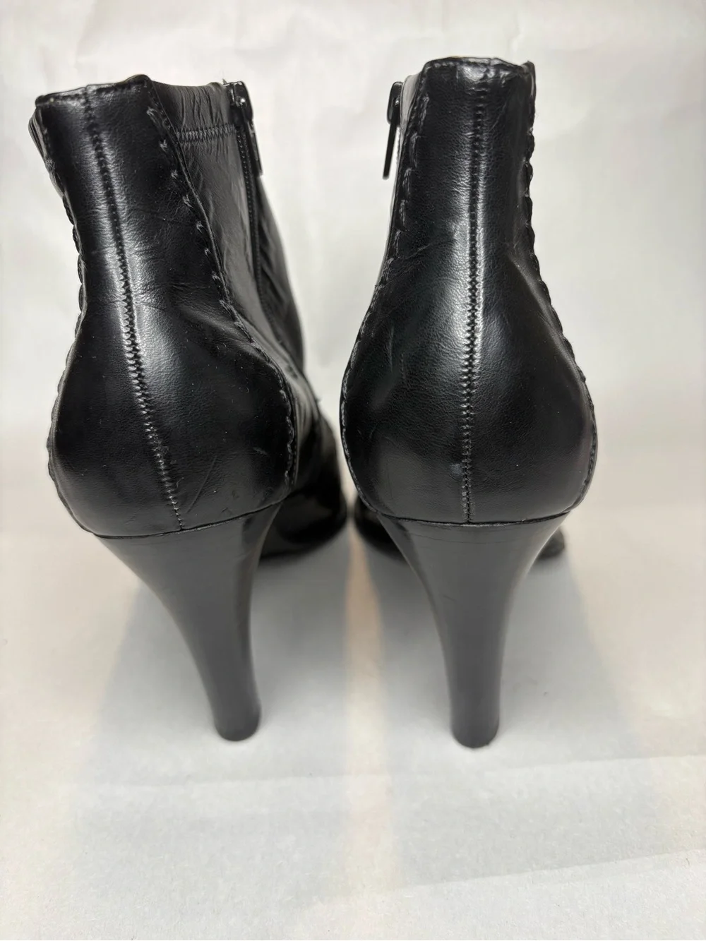 Franco Sarto Black Pointed-Toe Leather Ankle Booties